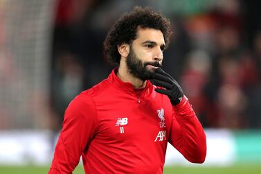Mohamed Salah warming up before the game between Liverpool and Everton. PA