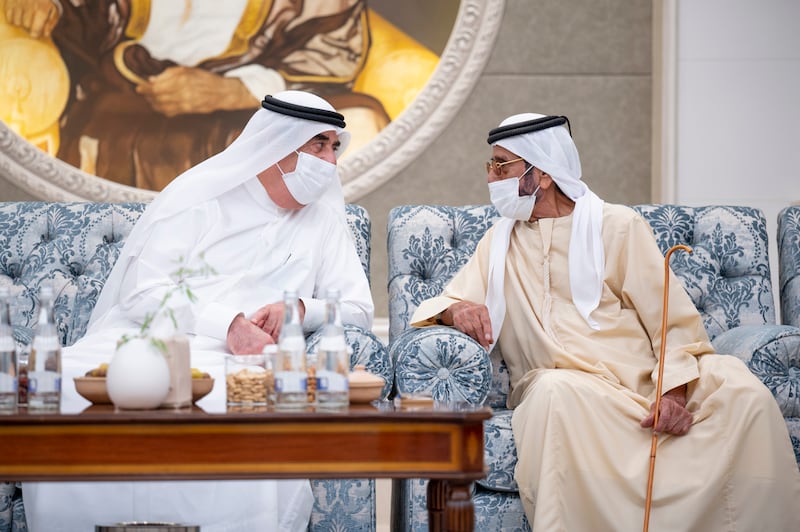 Sheikh Tahnoon bin Mohamed Al Nahyan and Sheikh Saud bin Rashid Al Mualla, Ruler of Umm Al Quwain.