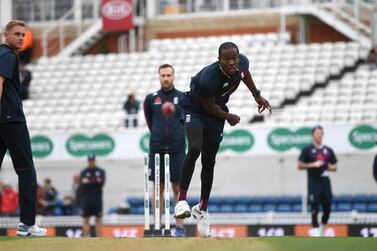 England fast-bowler Jofra Archer in action during training at The Oval ahead of Thursday's fifth Test. Getty 