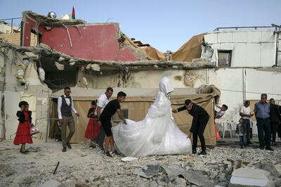 Palestinians during a wedding in the deeply contested East Jerusalem Silwan neighbourhood. AP