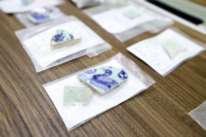 Ras Al Khaimah, United Arab Emirates - April 14, 2019: Archaeologists have unearthed 700 year old chinese porcelain in Ras Al Khaimah over the course of a collaboration with archaeologists from Beijing started in 2017. Sunday the 14th of April 2019 in Ras Al Khaimah. Chris Whiteoak / The National