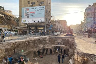 The site of 2,300-year-old Roman baths, uncovered during sewerage works in Amman, Jordan. Amy McConaghy / The National