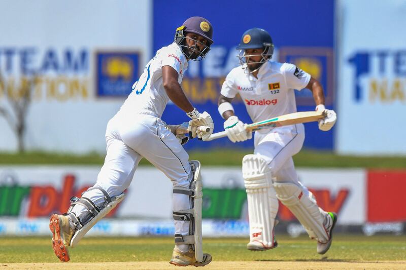 Sri Lanka's Kusal Mendis, right, and Oshada Fernando scored fifties at Galle on Monday. AFP