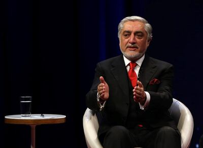Afghanistan's Chief Executive Abdullah Abdullah speaks during a live debate at Tolo TV channel in Kabul, Afghanistan March 5, 2020. REUTERS/Omar Sobhani