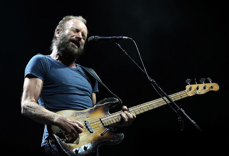 Sting headlined on the second day of the Dubai Jazz Festival at the Dubai Media City amphitheatre. Satish Kumar / The National 