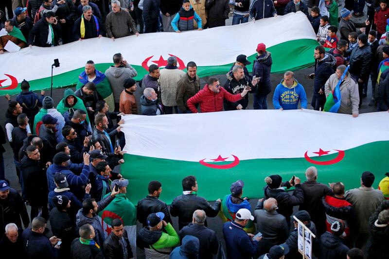 Algerians rally in the northern town of Kherrata marking some of the first Hirak protests. AFP