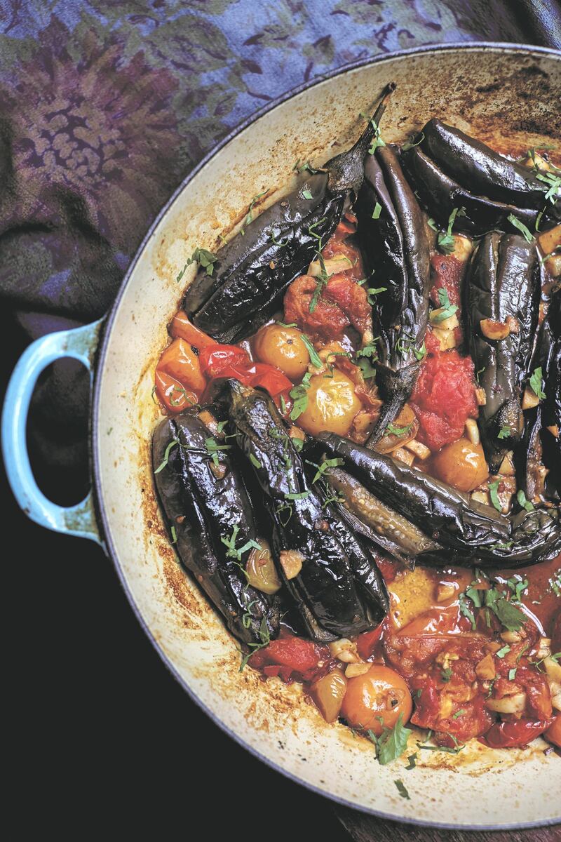 Serdakh (azeri), a tomato and aubergine dish, from Olia Hercules's book Kaukasis. Photo: Elena Heatherwick