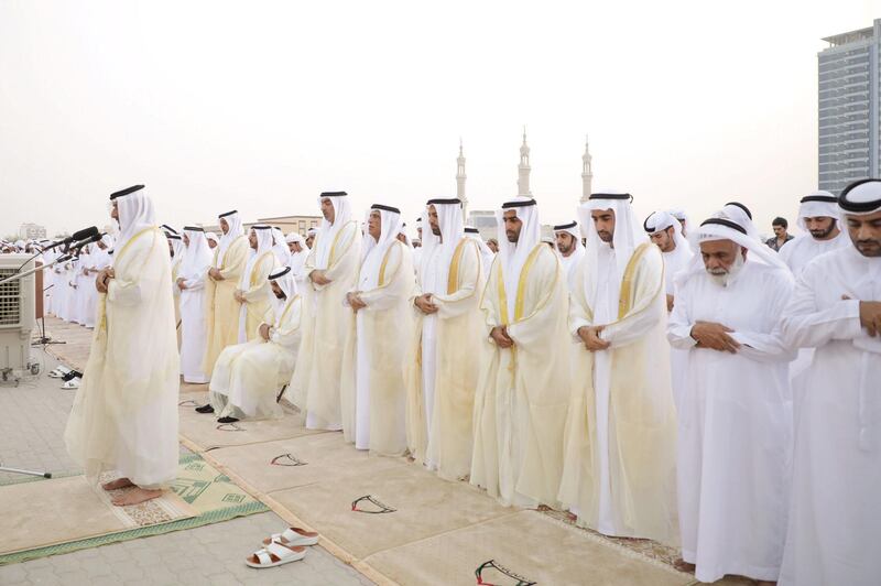 The Ruler of Ras Al Khaimah, Sheikh Saud bin Saqr Al Qasimi, performs Eid Al Adha prayers. Wam