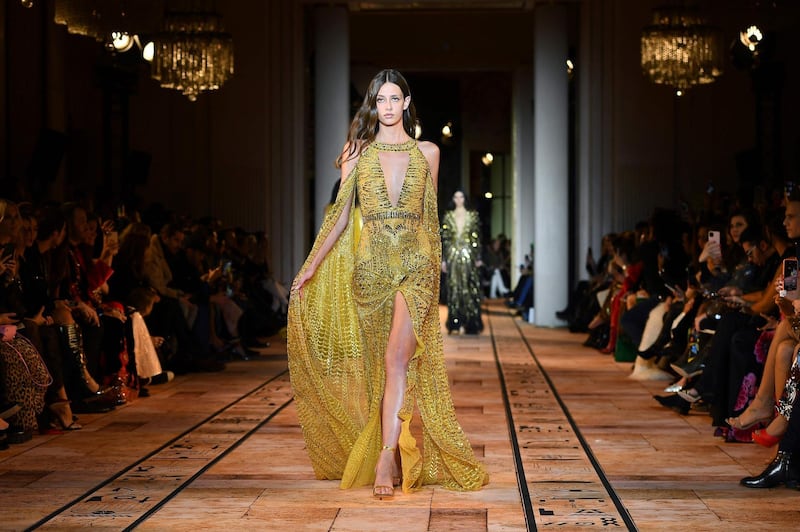 A look by Zuhair Murad during his spring / summer 2020 haute couture show in Paris, on January 22, 2020. AFP