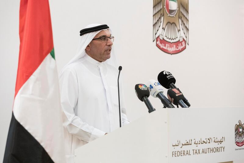 ABU DHABI, UNITED ARAB EMIRATES. 15 AUGUST 2017. Press conference hosted by the Federal Tax Authority at the Ministry of Finance about the upcoming launch of VAT. Khalid al Bustani, Director General of the Federal Tax Authority. (Photo: Antonie Robertson/The National) Journalist: Dania Alsaadi. Section: Business.