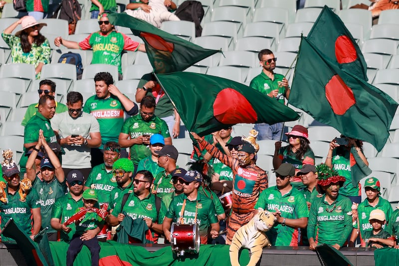 Bangladesh fans cheer on their team. AP