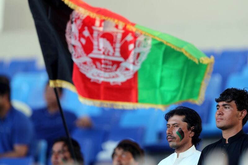 Sharjah, United Arab Emirates - October 06, 2018: Afghanistan fans during the game between Kandahar Knights and Nangarhar Leopards in the Afghanistan Premier League. Saturday, October 6th, 2018 at Sharjah Cricket Stadium, Sharjah. Chris Whiteoak / The National