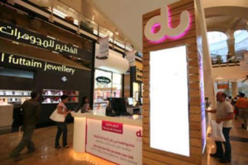 A du shop in the Mall of the Emirates in Dubai. The telecoms company hopes to secure a bigger market share with the increased investment.
