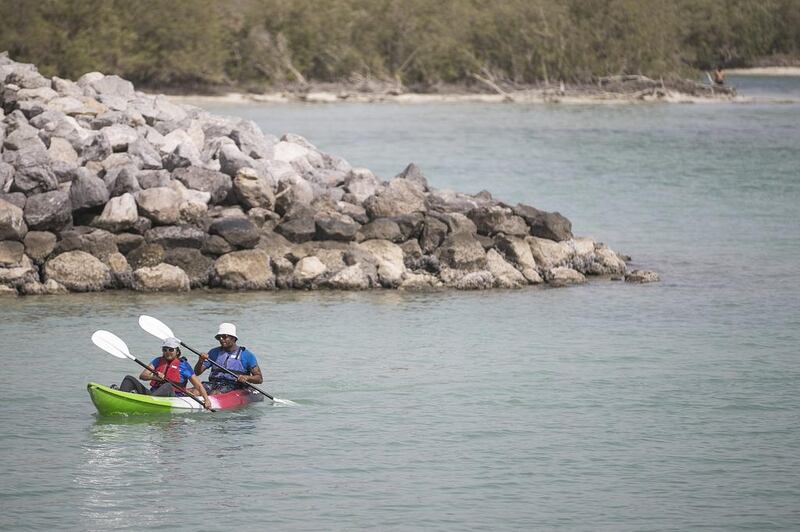 Kayaking in Abu Dhabi’s mangroves and making a trip to the hard-to-find Fox Island, in hopes of seeing a fox, is nearly unthinkable in the summer months. Courtesy Sandra Sfeirova