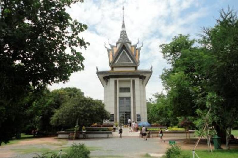 The memorial stupa at Choeung Ek, about 17km south of Phnom Penh, Cambodia, houses over 5,000 skulls of those buried in the killing fields during the Khmer Rouge regime in the late 1970s. Photo courtesy Effie-Michelle Metalidis