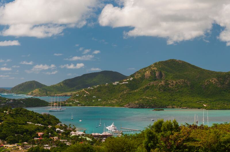 The two vessels are docked in Antigua’s Falmouth Harbour. Getty Images