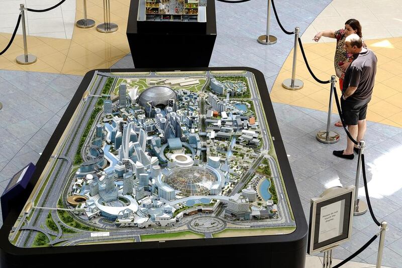 The Mall of the World project is part of a strategy to boost Dubai’s burgeoning tourism economy by providing more options for visitors amid searing summer temperatures. Above, a miniature Mall of World on display at Emirates Tower's main atrium. Antonie Robertson / The National