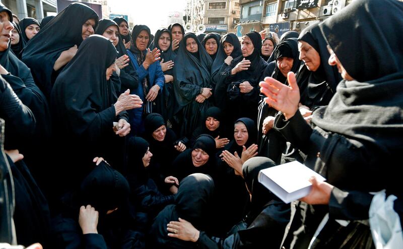 Iranian women mourn during a public funeral ceremony for those killed during an attack on a military parade in the southwestern Iranian city of Ahvaz. AFP