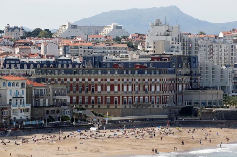 A view shows the beach and the Hotel du Palais summit venue ahead of the G7 Summit in the French coastal resort of Biarritz, France, August 21, 2019.  REUTERS/Regis Duvignau