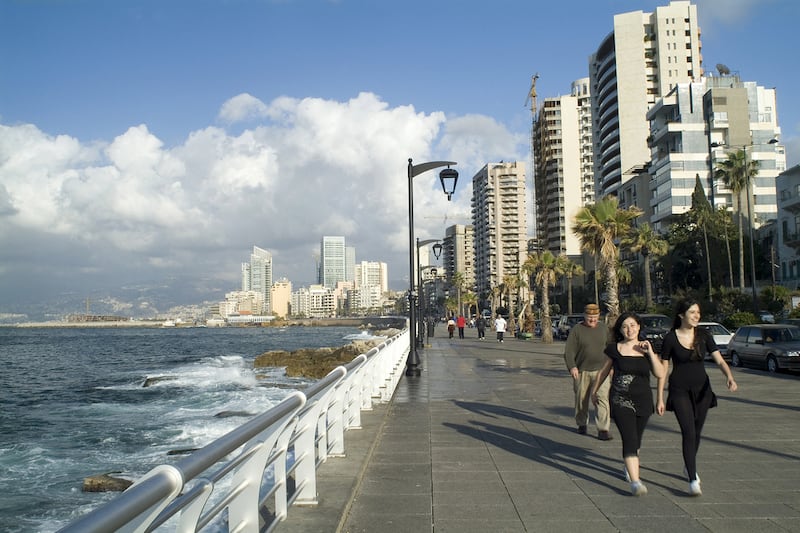 The Corniche in Beirut. Lebanon's economy showed some signs of stabilisation in 2022, but the outlook remains uncertain, according to the IMF. Getty Images