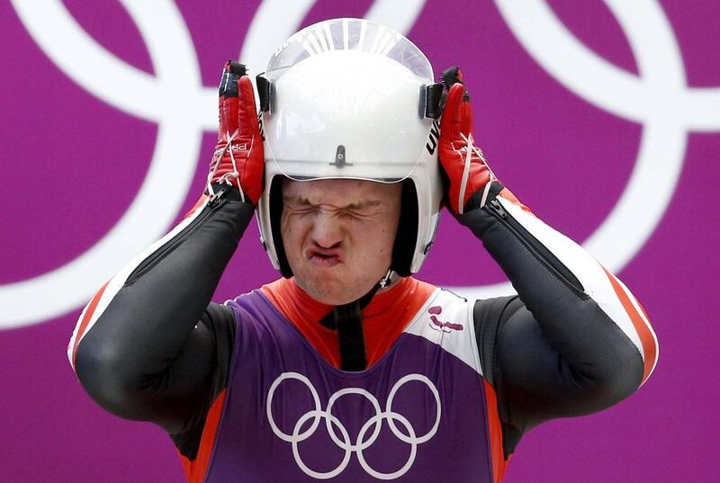 Austria's Wolfgang Kindl prepares for the start during a men's luge training session at the Sanki sliding center in Rosa Khutor on Friday. Murad Sezer / Reuters  