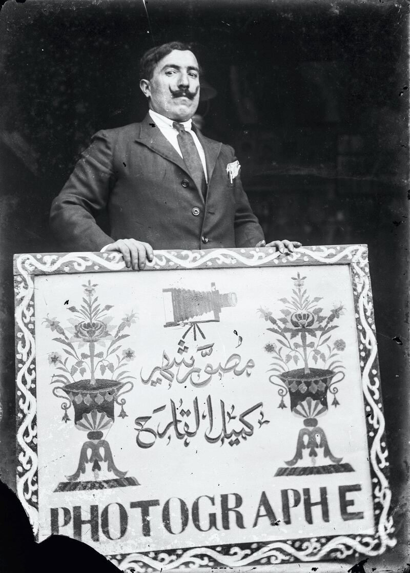 Self-portrait of Camille el Kareh in Zgharta, Lebanon, 1920, digital conversion of a gelatin silver negative on glass. Mohsen Yammine Collection, courtesy of the Arab Image Foundation