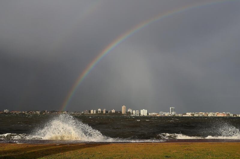The Swan river foreshore, which is partially closed due to storm flooding, in Perth, Western Australia.  EPA