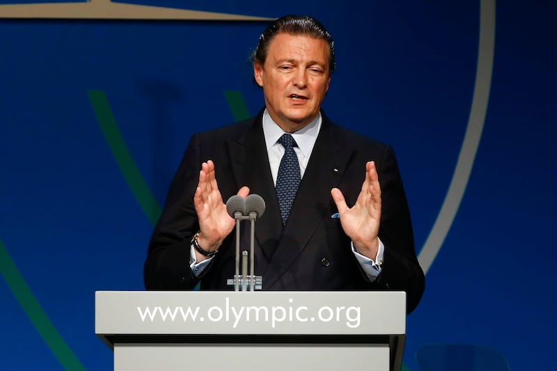 Puerto Rican banker Richard Carrion, member of the International Olympic Committee (IOC) and IOC presidential candidate, speaks at a report session during the 125th IOC session in Buenos Aires, Argentina, Monday, Sept. 9, 2013. (AP Photo/Victor R. Caivano) *** Local Caption ***  Argentina 2020 Vote Olympics.JPEG-0b08f.jpg