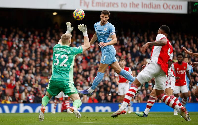 Ruben Dias  - 7: Should have opened scoring but headed glorious chance wide after 15 minutes. Acrobatic clearance to deny Lacazette a first-half chance. Reuters