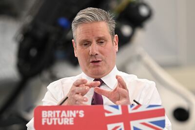 Labour Party leader Keir Starmer gives a speech at the National Composites Centre in Bristol and Bath Science Park on Thursday. Getty Images 