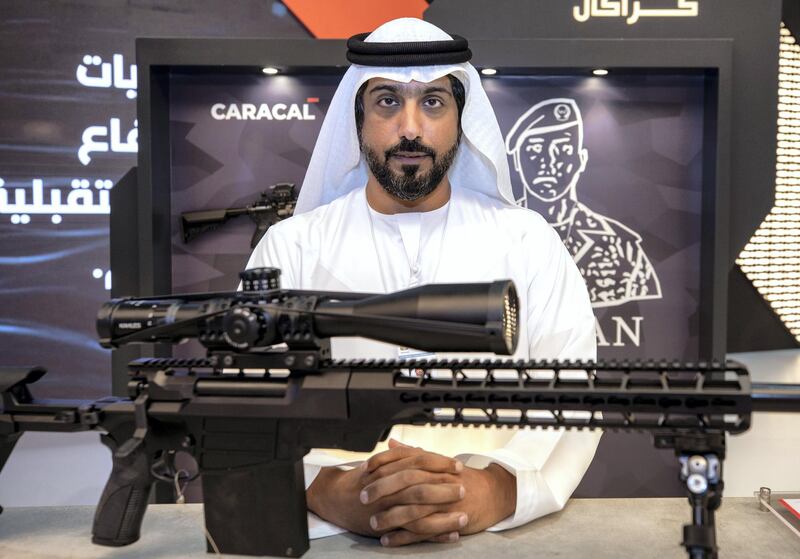 Abu Dhabi, United Arab Emirates, February 23, 2021.  Idex 2021 Day 3.
Hamad Salem Alameri, CEO of Caracal.
Victor Besa / The National
Section:  NA
Reporter:  Fareed Rahman