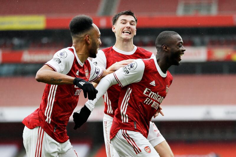 SUBS: Nicolas Pepe - 7 (On for Nketiah 56’): Sheer pace down the right wing followed by a quality finish with his left foot, going in off the post, to score his first of the season and put Arsenal 2-0 up. The £72m man now has to start doing it on a regular basis. Getty