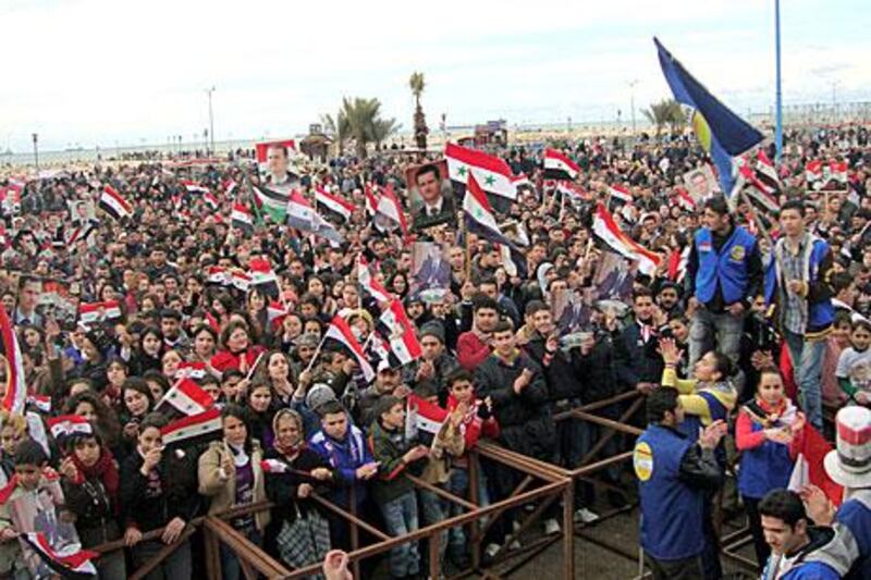 Supports of President Bashar Al Assad at a rally in Tartous, northern Syria.