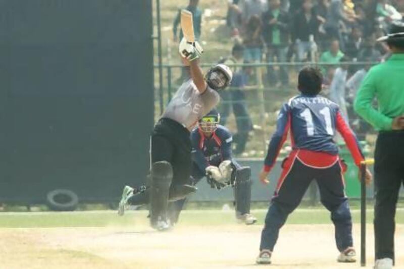 The UAE batsmen were collectively only able to hit 15 boundaries and a six on their way to 133 against Nepal in Kirtipur yesterday. Courtesy of Praveen Joshi