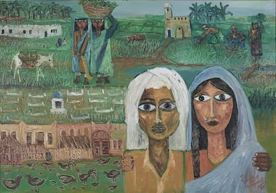 'Our Green Land' (1977) by Nasser Al Yousif, a member of Bahrain's Manama Group renowned for their explorations of landscape. Photo: Mahmood Nasser Al-Yousif