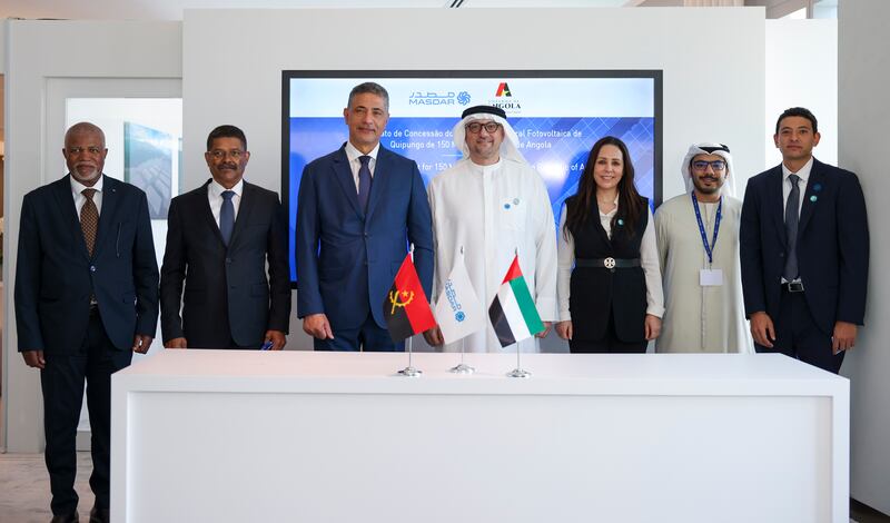 Executives at the signing of the agreement of Angola's new solar project. Photo: Masdar
