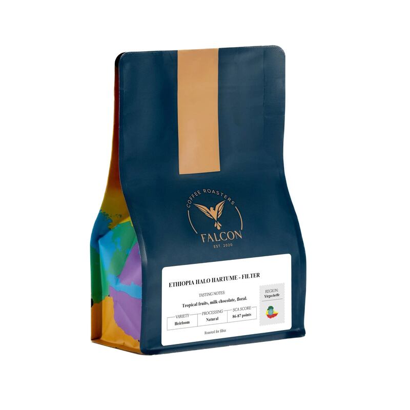Ethiopia Halo Hartume Natural coffee beans, Dh75 for 250g, Falcon Roasters