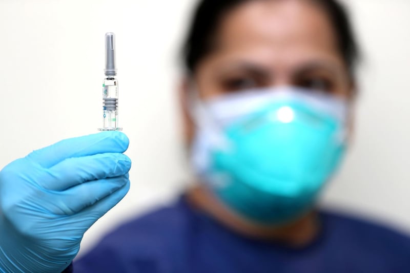 Sharjah, United Arab Emirates - Reporter: N/A. News. Coronavirus/Covid-19. Nurse Josna Job holds the Sinopharm vaccine at Zulekha Hospital, Sharjah. Monday, February 1st, 2021. Sharjah. Chris Whiteoak / The National