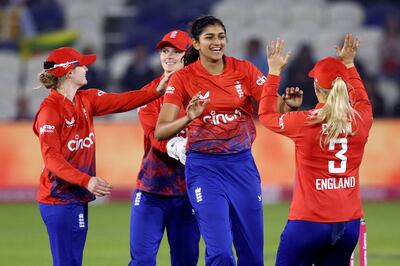 Mahika Gaur came through the UAE cricket system and is now starring for England on the biggest stages. Getty