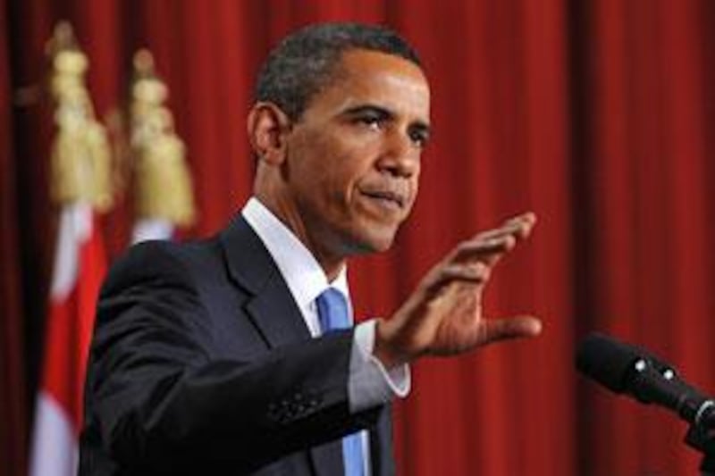 US President Barack Obama delivers his much-anticipated message to the Muslim world from the auditorium in the Cairo University campus.