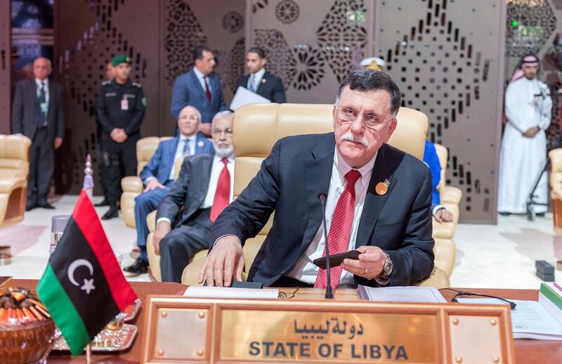 Libyan Prime Minister Fayez al-Sarraj attends the 29th Arab Summit, in Dhahran, Saudi Arabia, on April 15, 2018. Saudi Press Agency / EPA