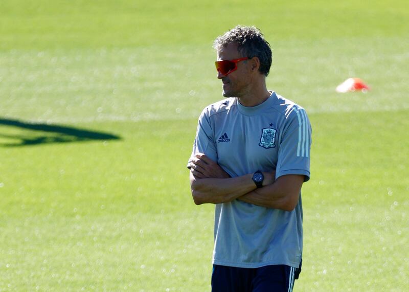 Spain coach Luis Enrique during training.