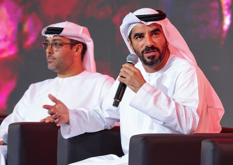 Mohamed Abdalla Al Zaabi, right, CEO of Miral Group, during the Abu Dhabi Grand Prix event.