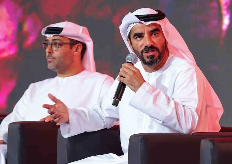 Mohamed Abdalla Al Zaabi, right, CEO of Miral Group, during the Abu Dhabi Grand Prix event.