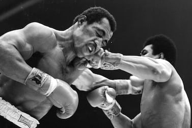 SAN DIEGO - MARCH 31,1973: Ken Norton (L) is hit with a left jab from Muhammad Ali during the fight at the Sports Arena on March 31,1973 in San Diego, California. Ken Norton won the NABF heavyweight title. (Photo by: The Ring Magazine via Getty Images)