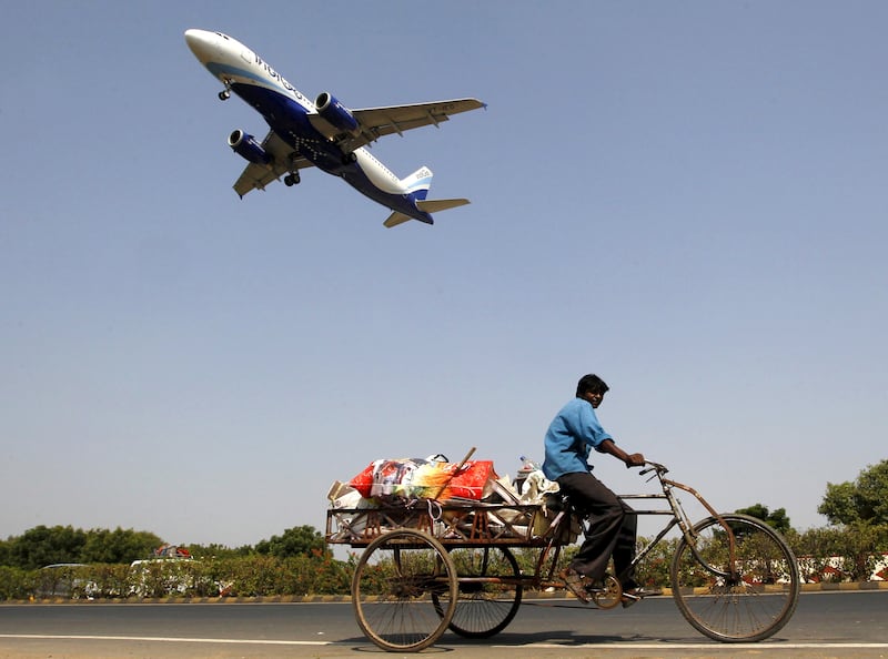 An IndiGo Airlines aircraft prepares to land, in Ahmedabad, India. Reuters