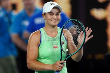 Ashleigh Barty celebrates winning her first round match against Lesia Tsurenko at the Australian Ope. EPA