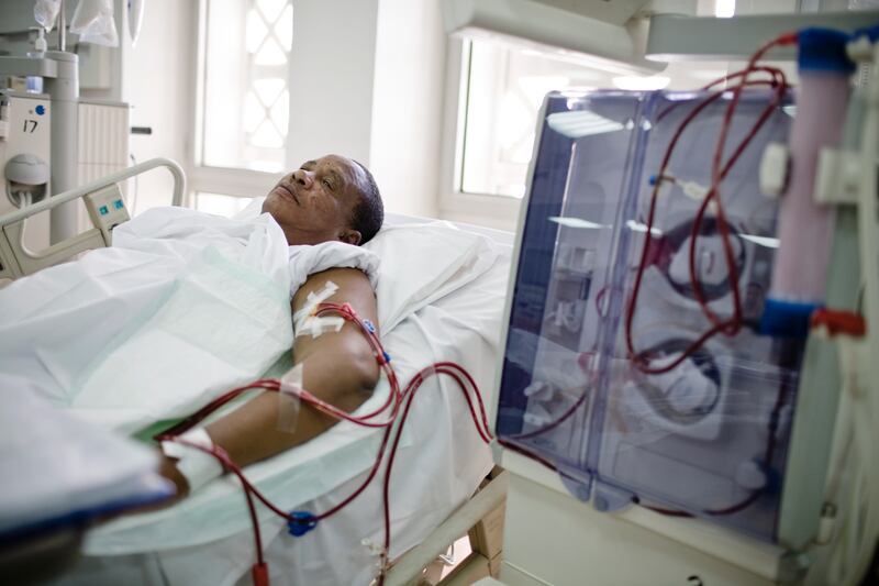 Al Ain - November 20, 2008: Ibrahim Baker, 56, is a dialysis patient at Tawam Hospital in Al Ain. Lauren Lancaster / The National *** Local Caption ***  LL_20.11.08_ibrahimbaker030.jpgLL_20.11.08_ibrahimbaker030.jpg