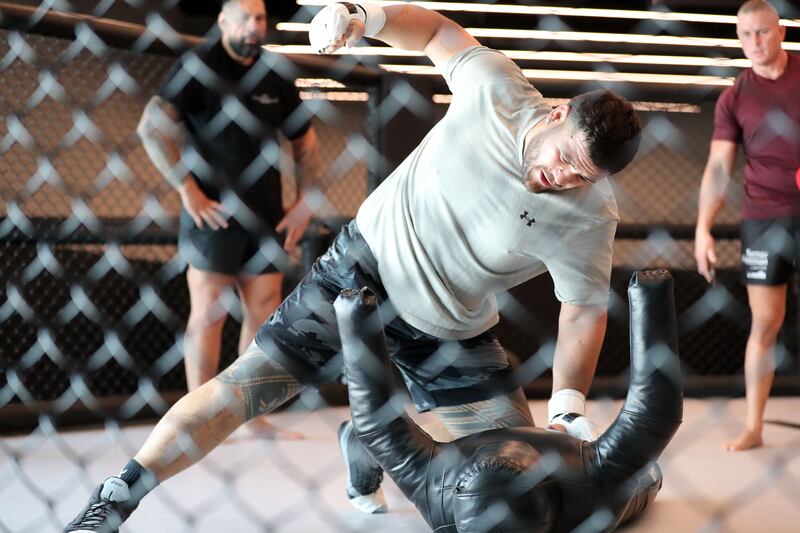 Tai Tuivasa trains in Dubai before his UFC heavyweight fight in Paris, France. 