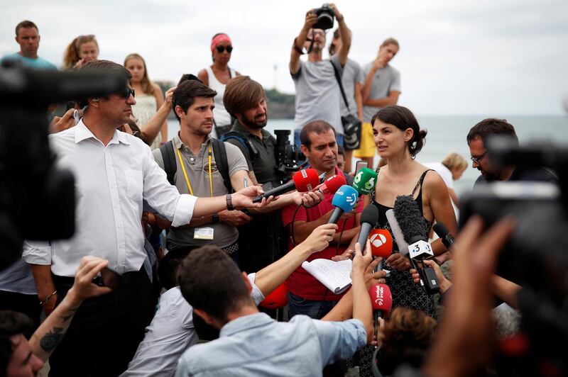 Attac and Alternatives G7 spokesperson Aurelie Trouve speaks during a news conference in Anglet near Biarritz as part of the G7 summit, France. Reuters
